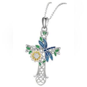 Nature Sunflower Cross Religious Necklace Jewelry Gift New